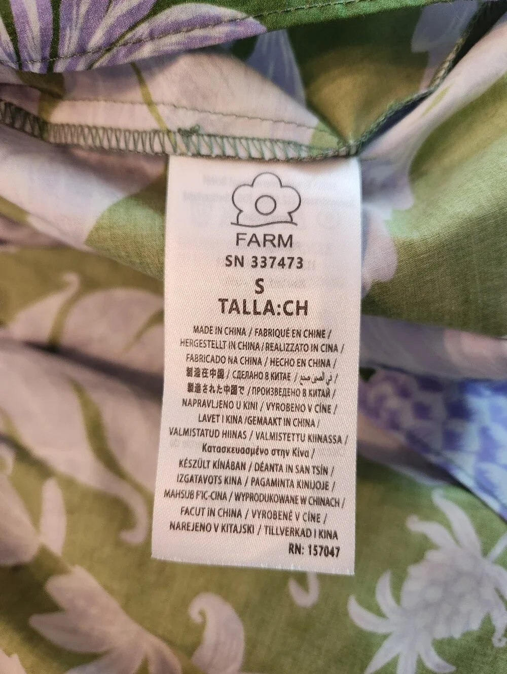 Farm Rio Tiered Tropical Printed Cotton Swing Mini Dress XS - Picture 7 of 8
